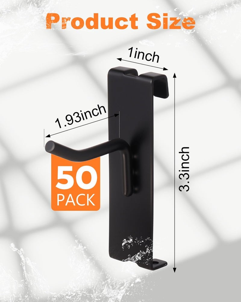 Alffun 50 Pack Gridwall Hooks, 2 Inch Heavy Duty Display Hooks for Wire Grid Wall Panels, Gridwall Accessories for Retail, Craft Shows, Garage Storage, and Home Organization, Black - Image 3